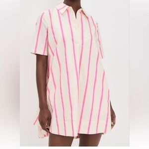 English Factory Pink Striped Shirt Dress, Size: Medium